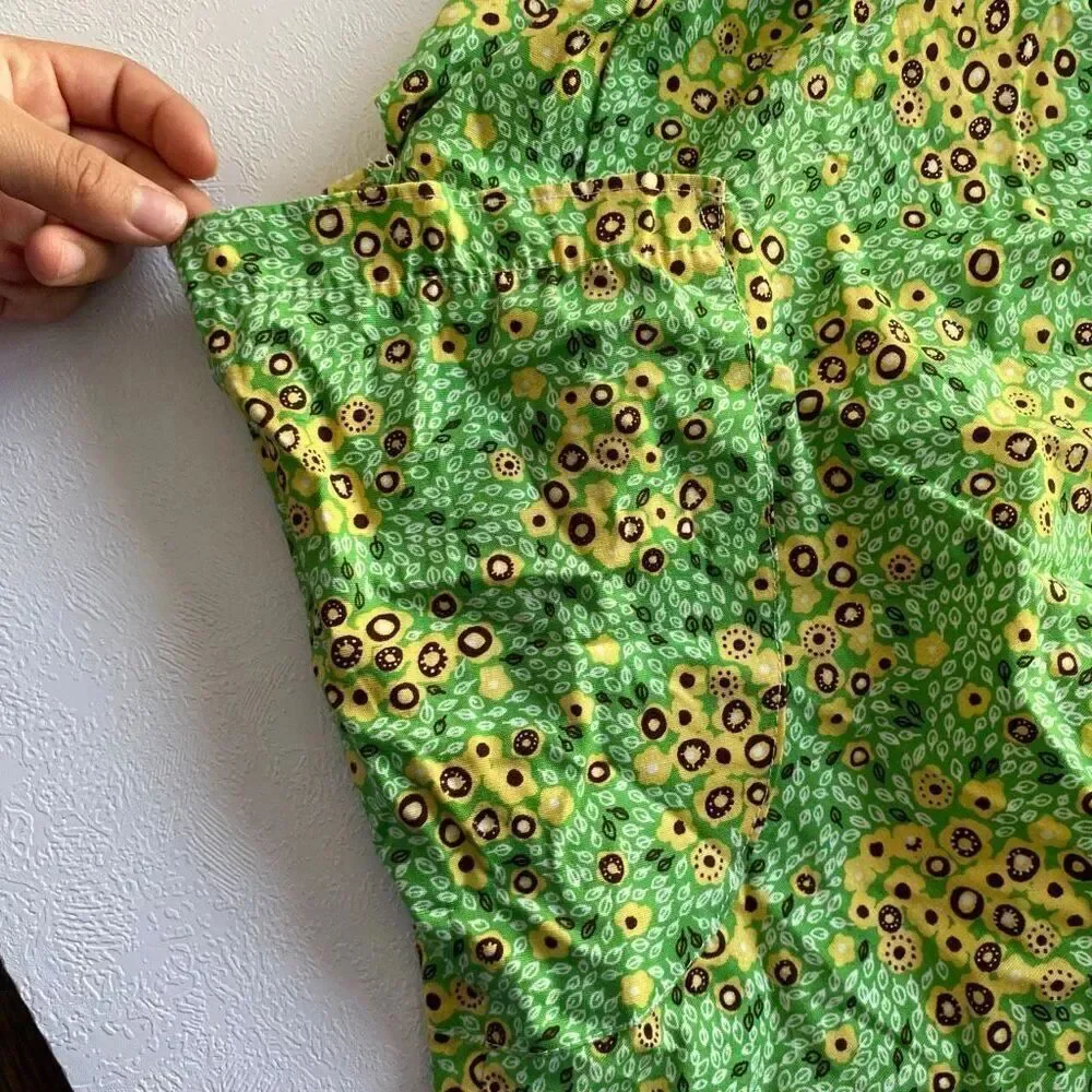 Kirsch Gluck Anthropologie Green Floral Halter Apron Dress Girls Vintage Style